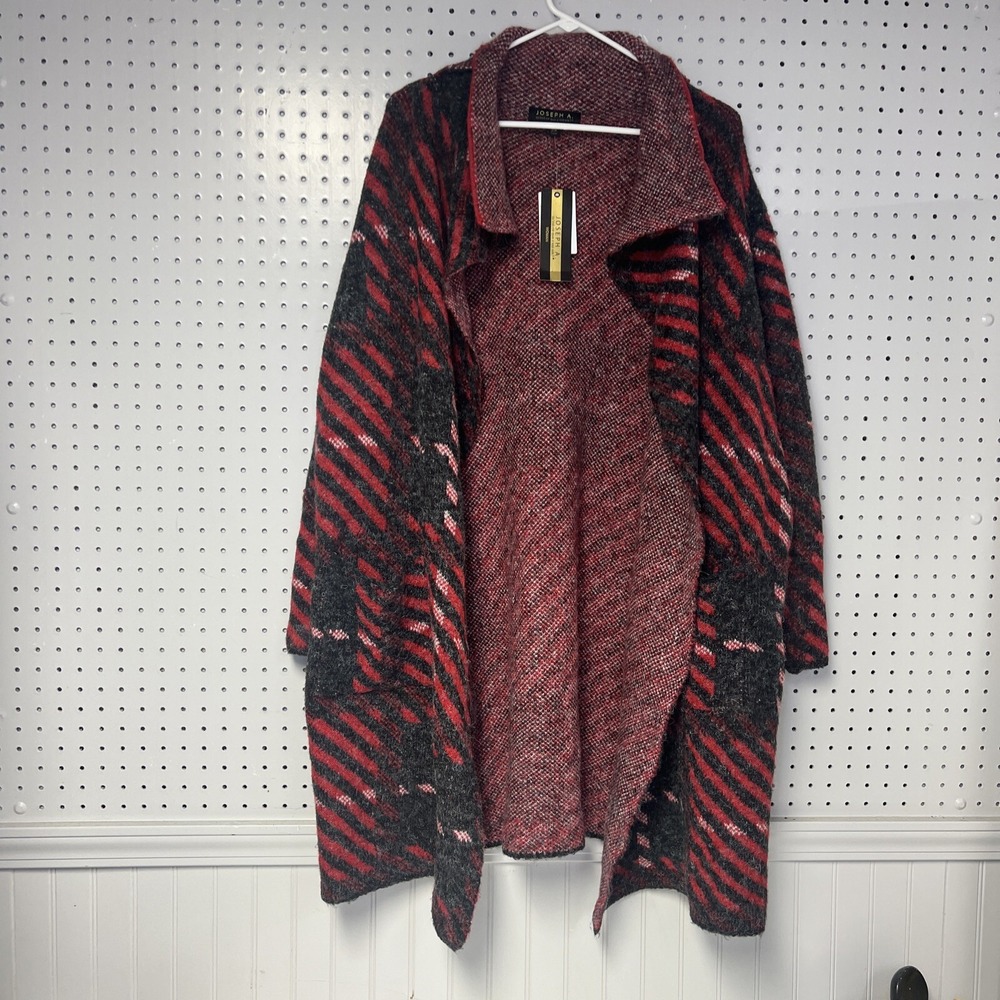 Joseph A. Qu'est-ce Que C'est Silk Plaid Open Cardigan Size 2X